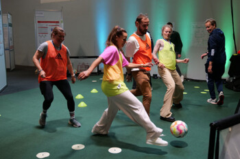 playing soccer